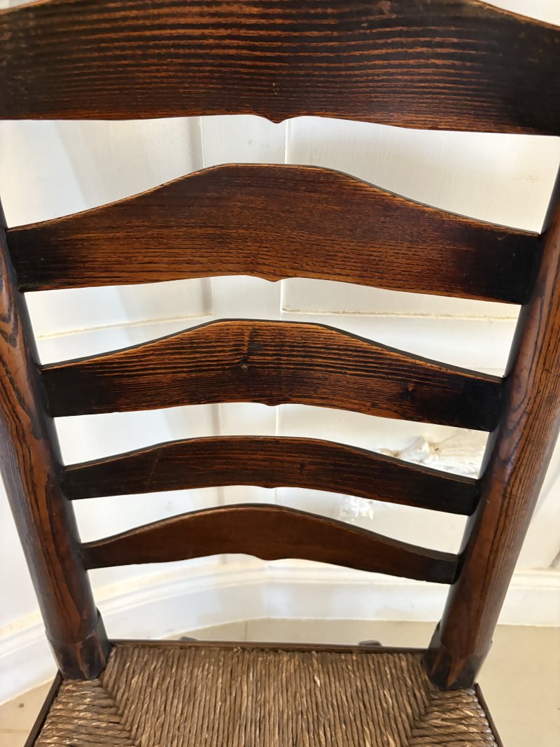 Unusual 18th Century Antique Oak Ladder Back Rocking Chair - Image 9